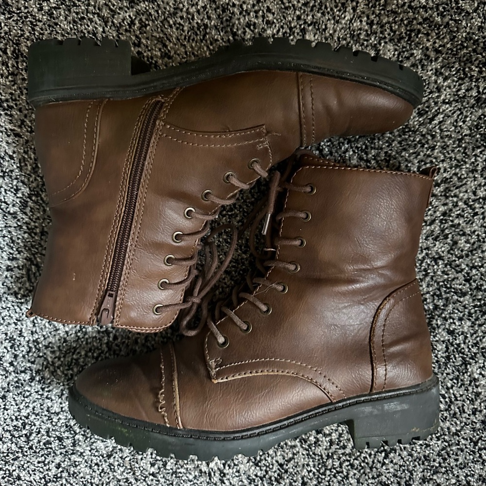 Brown Women's Combat Boots - Size 11.5